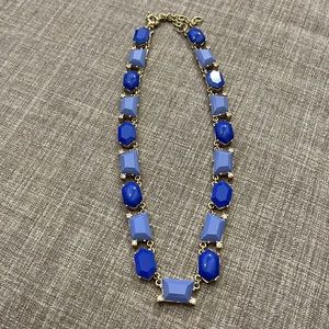 JCREW blue necklace with rhinestones and gold accents